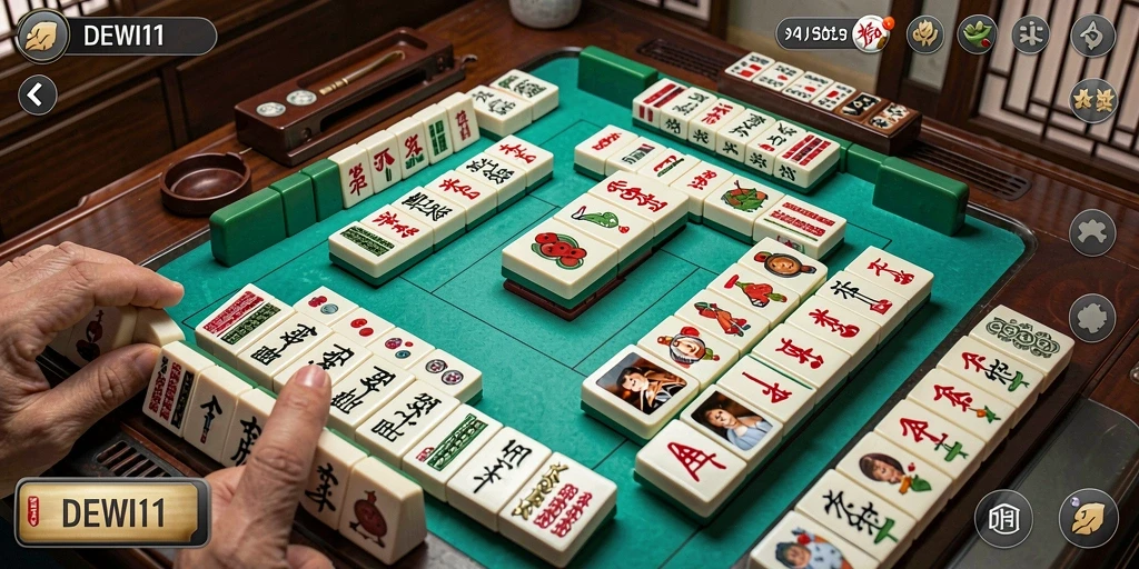 Tangkapan layar permainan DEWI11 menampilkan aksi seru Mahjong.