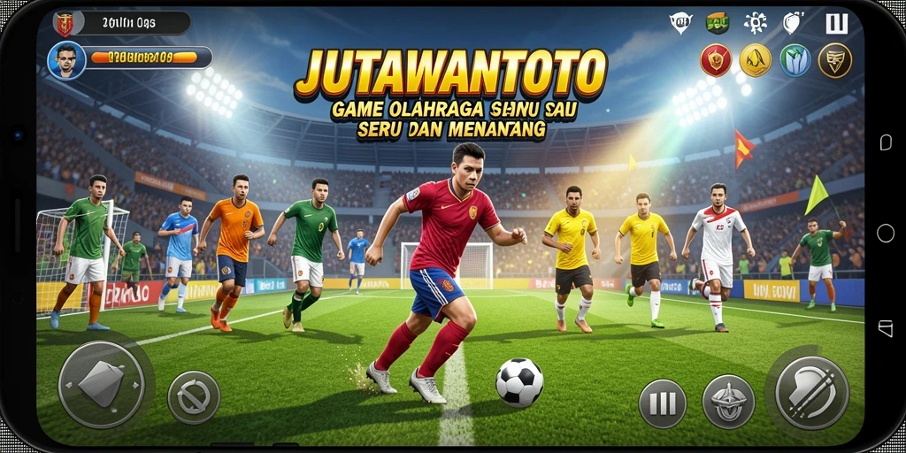 Screenshot JUTAWANTOTO menampilkan gameplay seru dalam pertandingan olahraga.