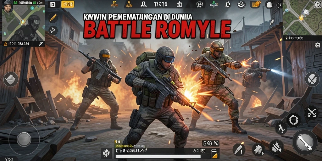 Tangkapan layar gameplay KKWIN menampilkan aksi pertarungan Battle Royale.