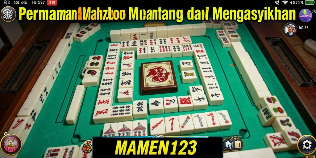 Screenshot utama MAMEN123 menampilkan gameplay Mahjong yang seru dan menarik.