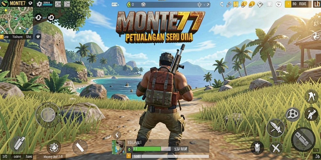 Screenshot gameplay MONTE77 menampilkan petualangan seru di dunia terbuka yang indah.