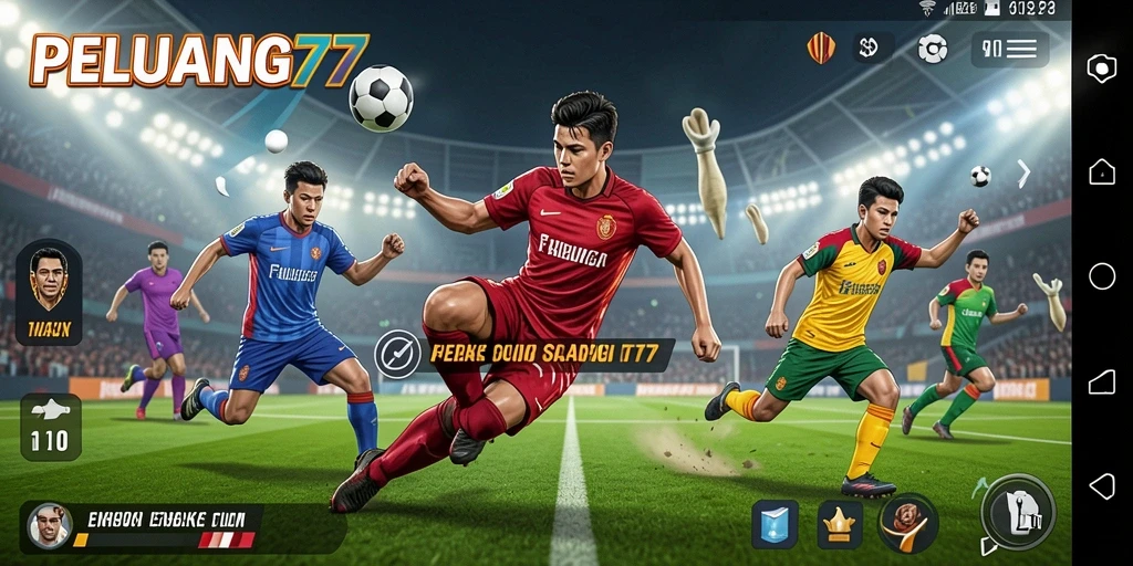 Screenshot PELUANG77 menunjukkan aksi seru permainan olahraga.