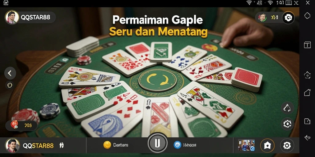 Tampilan gameplay QQSTAR88 dengan suasana permainan Gaple yang menegangkan.