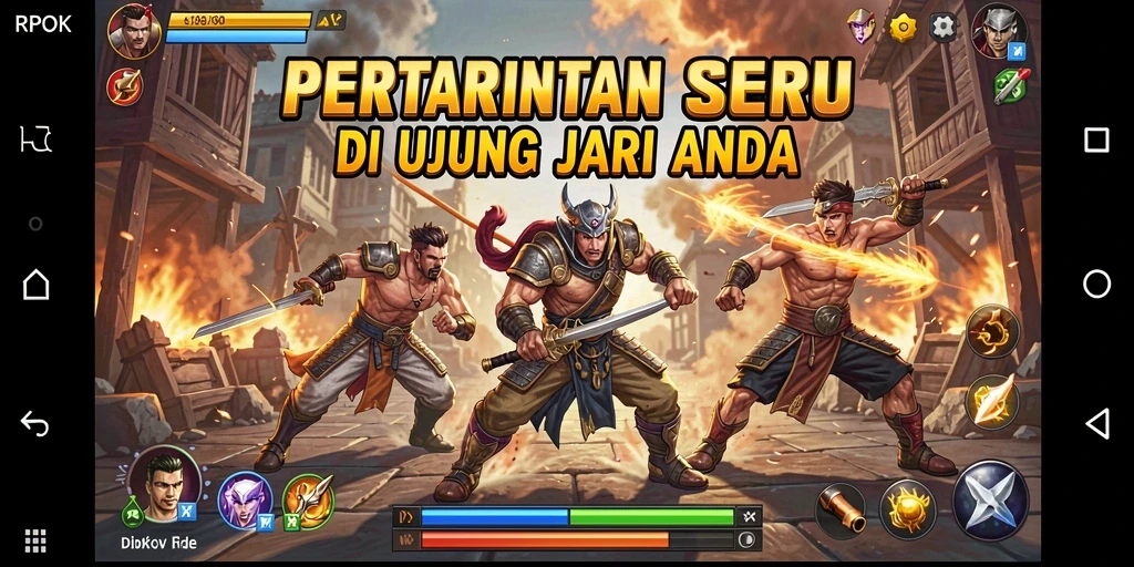 Tampilan epic pertarungan karakter di RPOK yang mendebarkan.