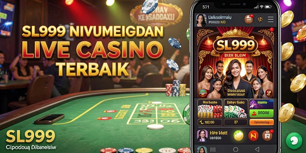 Screenshot gameplay SL999 menampilkan dealer langsung dan suasana kasino yang mendebarkan.