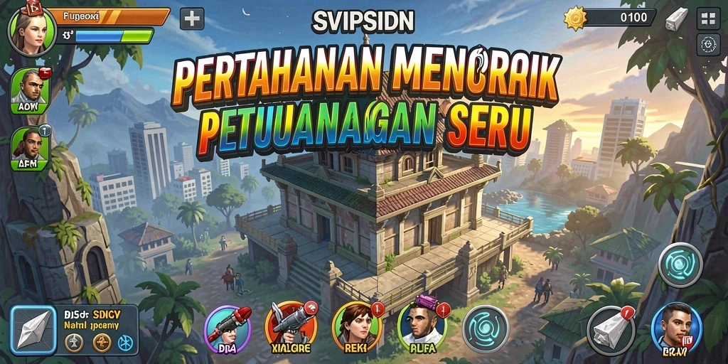 Tangkapan layar menunjukkan aksi gameplay menara pertahanan yang seru.