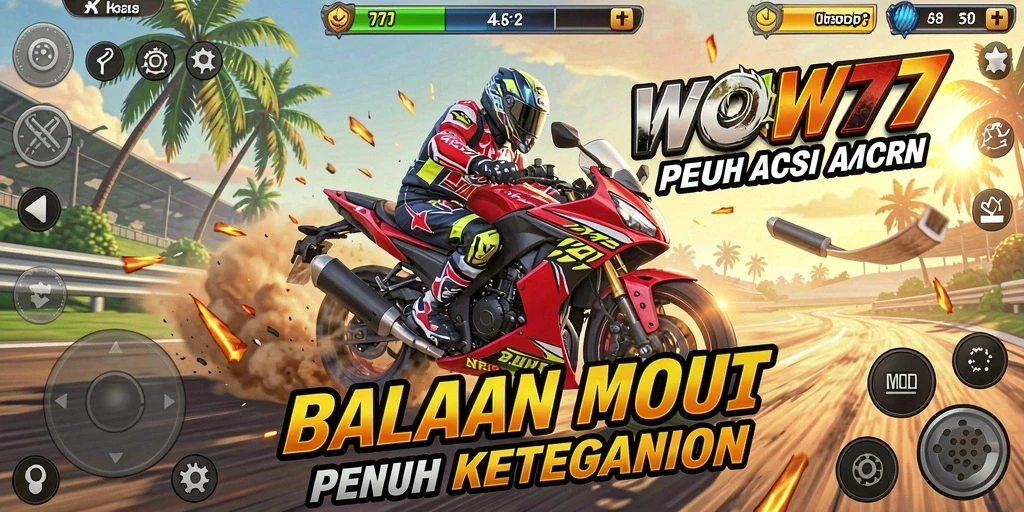 Tampilan gameplay balapan motor yang mendebarkan dan seru.