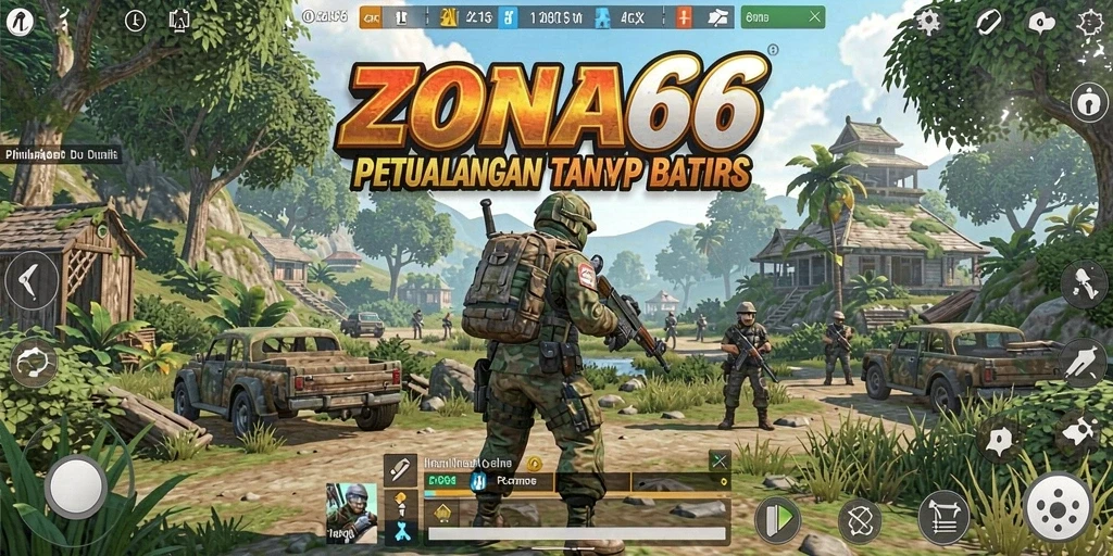 Tampilan gameplay ZONA66 yang menampilkan aksi menjelajahi dunia terbuka.